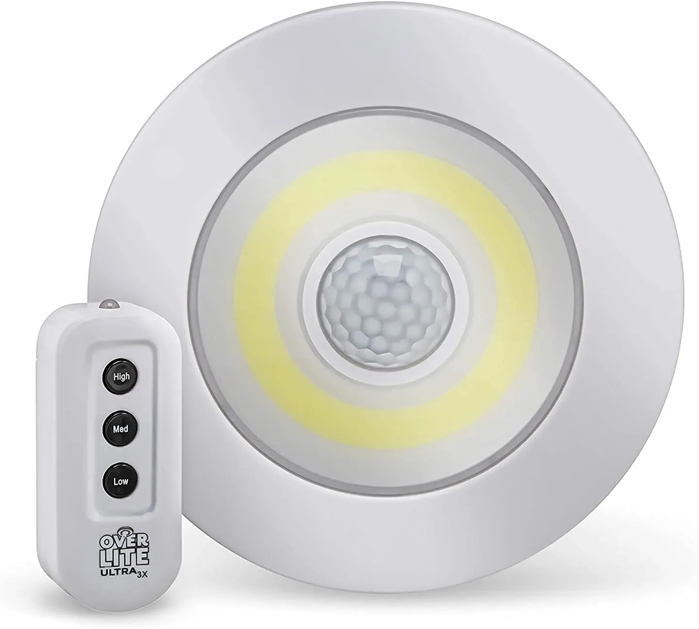 Sensor Brite Overlite Ultra: Remote Control LED Light with Adjustable Brightness, Motion Activated, Stick Anywhere, Battery-Operated Overhead LED Light
