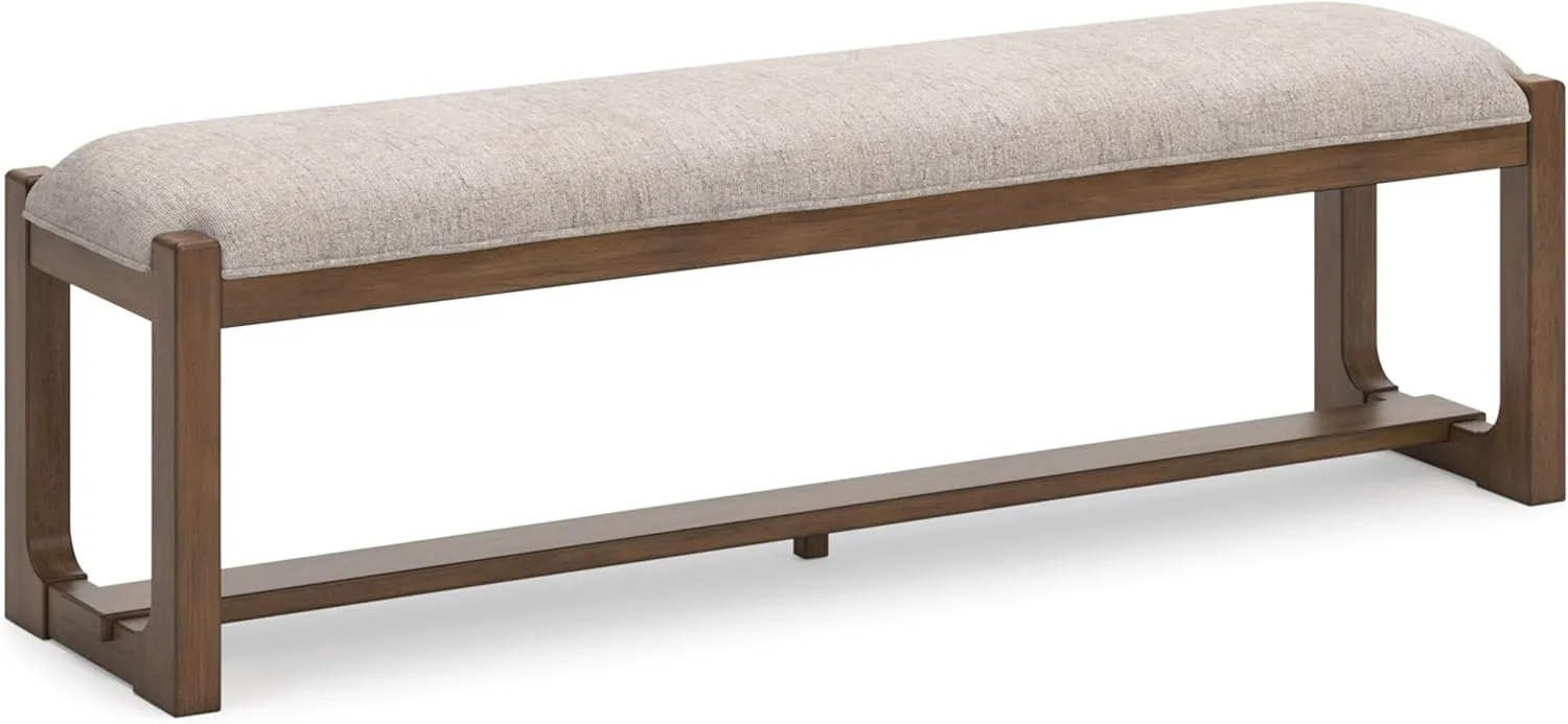 Signature Design by Ashley Cabalynn Farmhouse Upholstered 63" Dining Bench, Beige & Light Brown