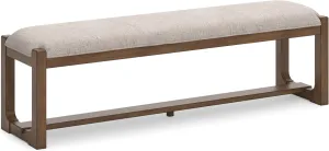 Signature Design by Ashley Cabalynn Farmhouse Upholstered 63" Dining Bench, Beige & Light Brown