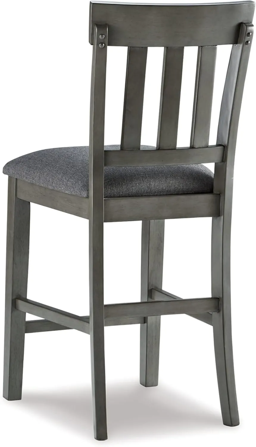 Signature Design by Ashley Hallanden Modern Farmhouse 25.75" Counter Height Upholstered Barstool, Set of 2, Dark Gray