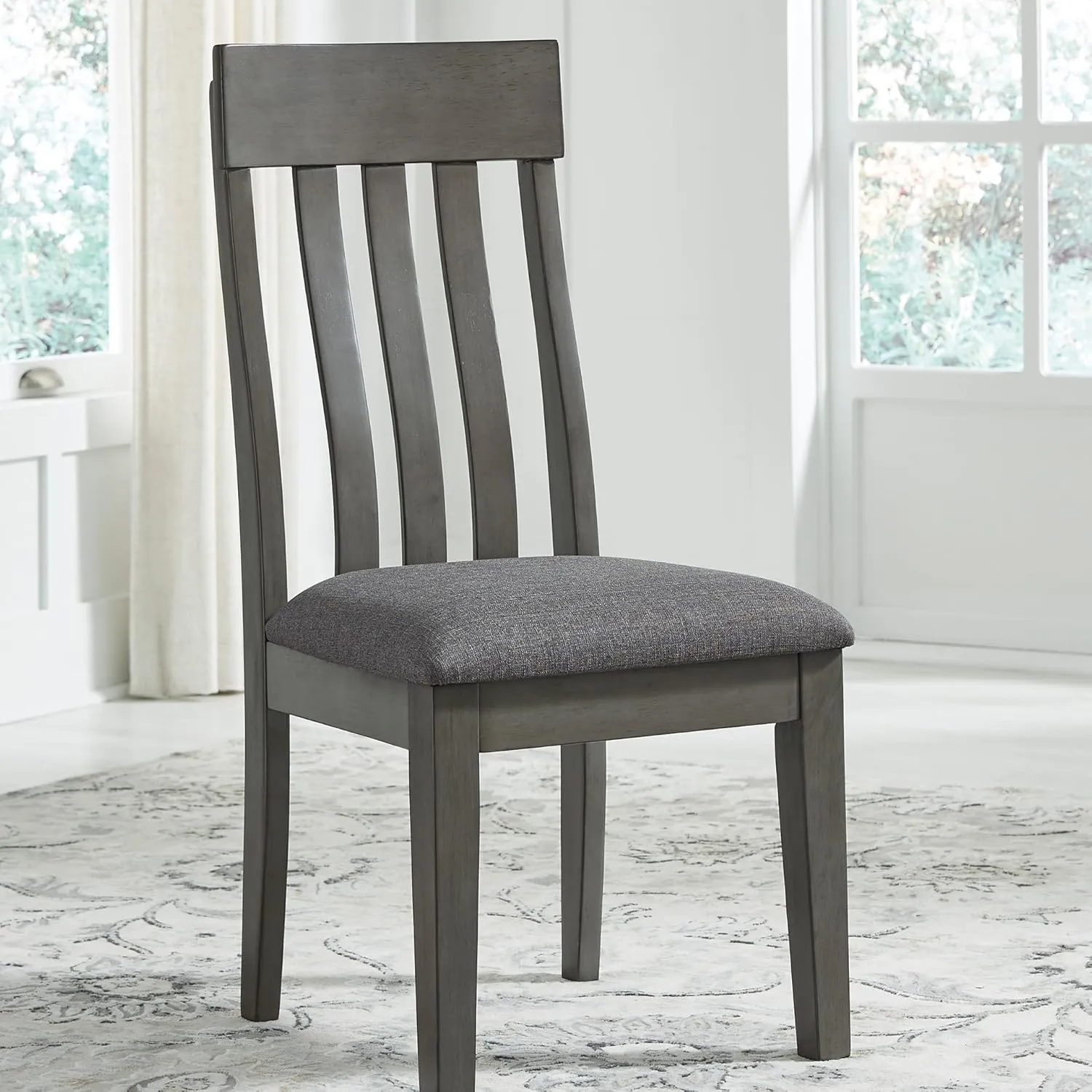 Signature Design by Ashley Hallanden Modern Slat Back 18.63" Dining Room Chair, Set of 2, Gray