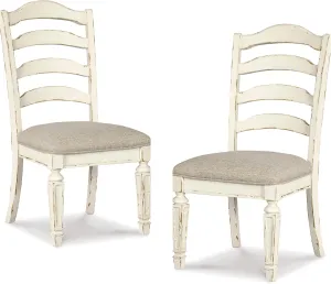 Signature Design by Ashley Realyn Dining Room Upholstered Chair 2 Count, Antique White