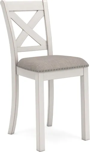 Signature Design by Ashley Robbinsdale Farmhouse Armless 24.75" Counter Height Upholstered Bar Stool with Foot Rest, Set of 2, White & Light Gray
