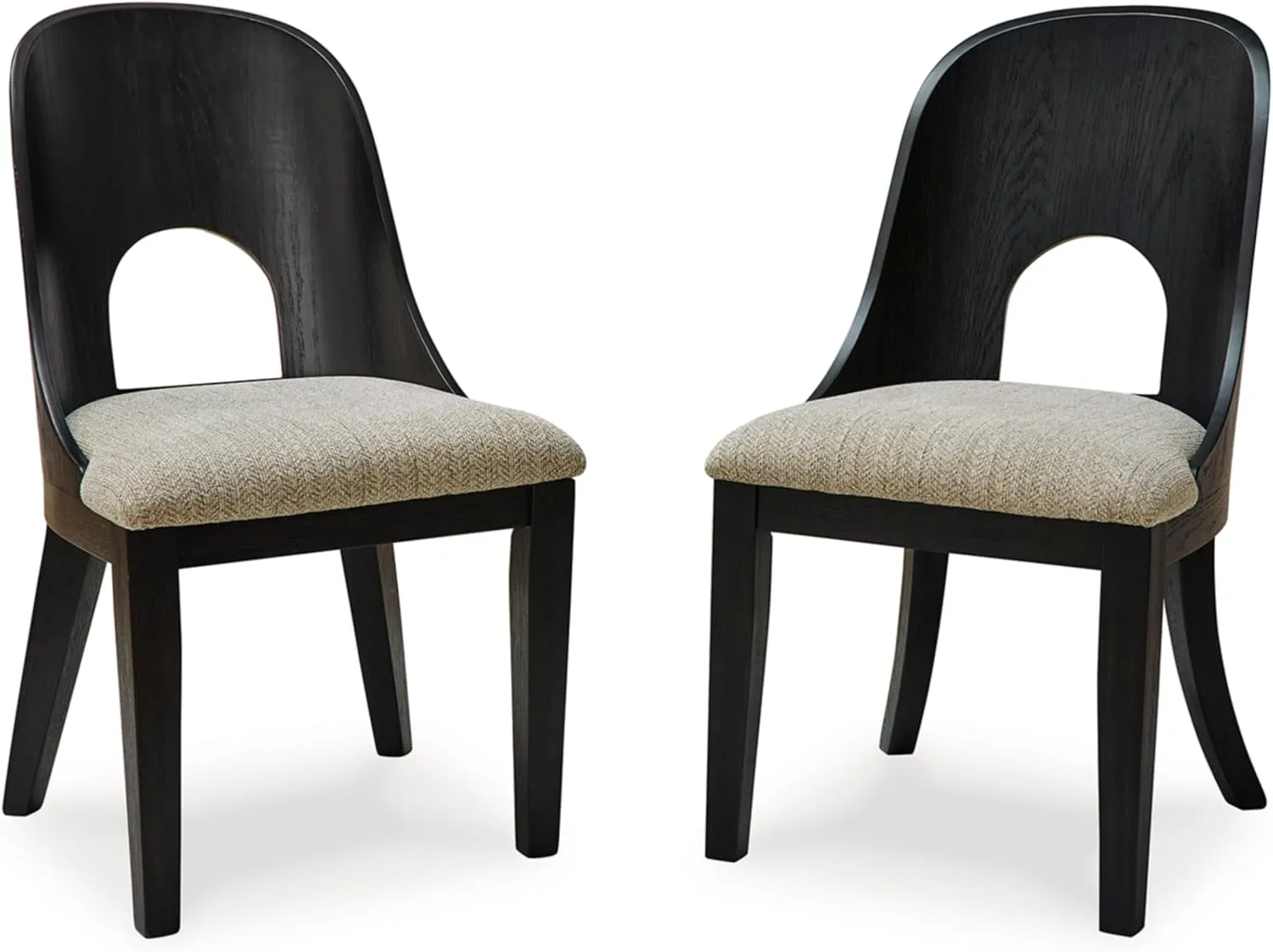 Signature Design by Ashley Rowanbeck Contemporary Armless Herringbone Upholstered Dining Chair, Set of 2, Black & Light Gray
