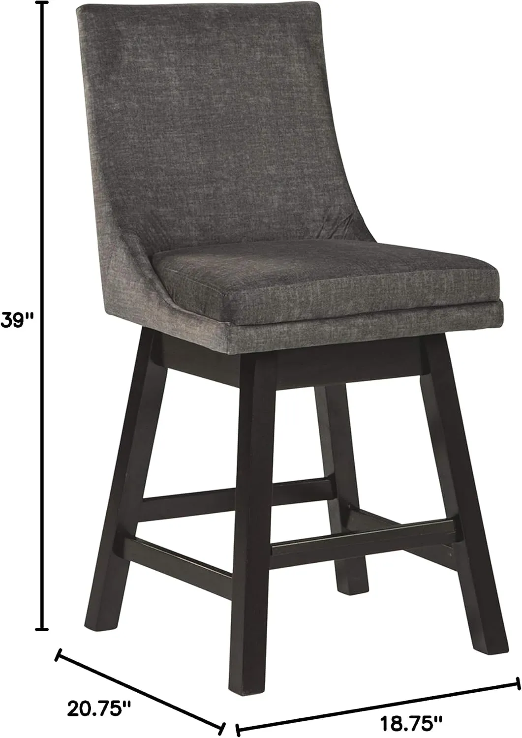 Signature Design by Ashley Tallenger 25" Upholstered Counter Height Barstool, 2 Count, Gray