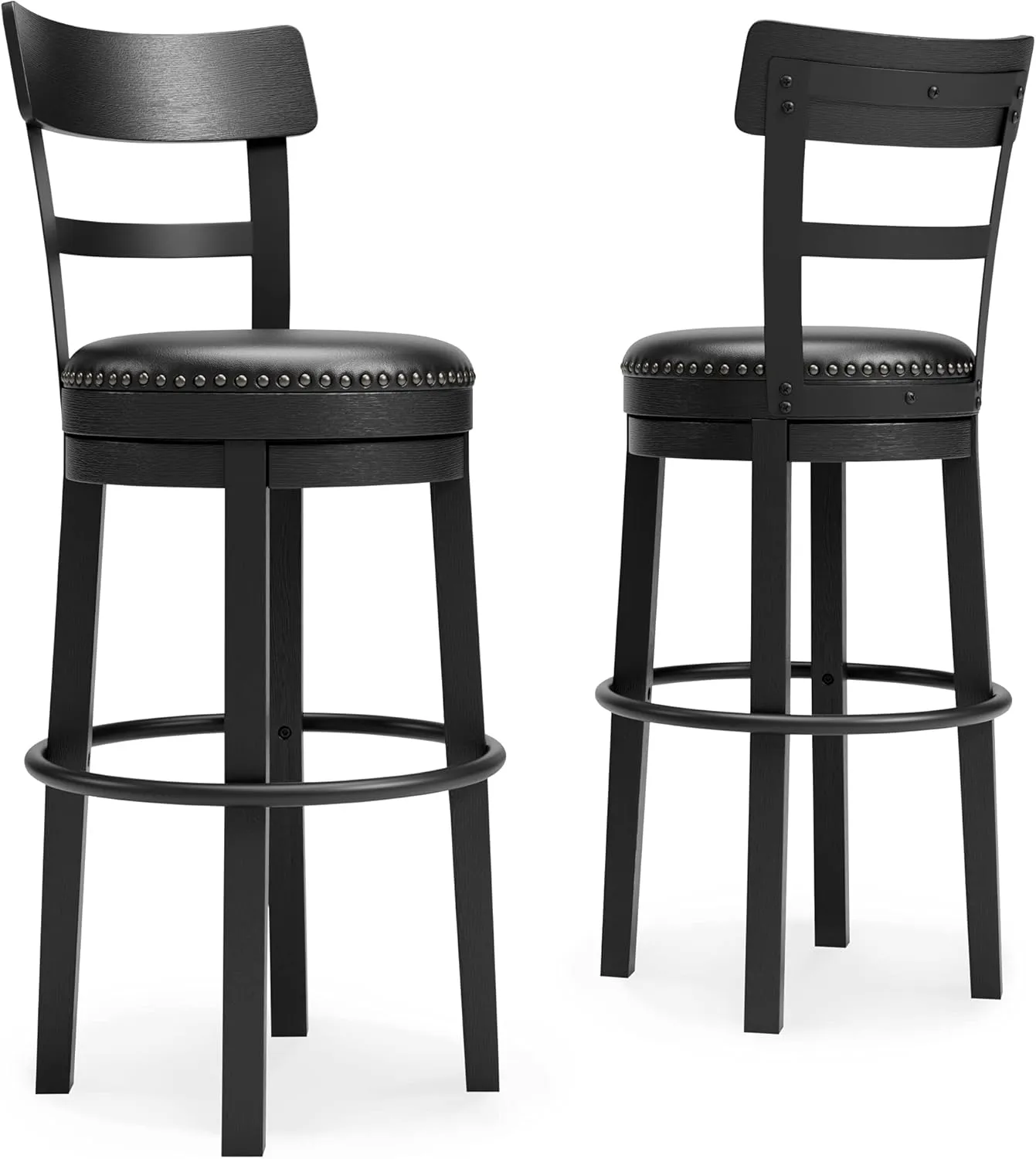 Signature Design by Ashley Valebeck 30.38" Casual Pub Height Upholstered Swivel Barstool, Black