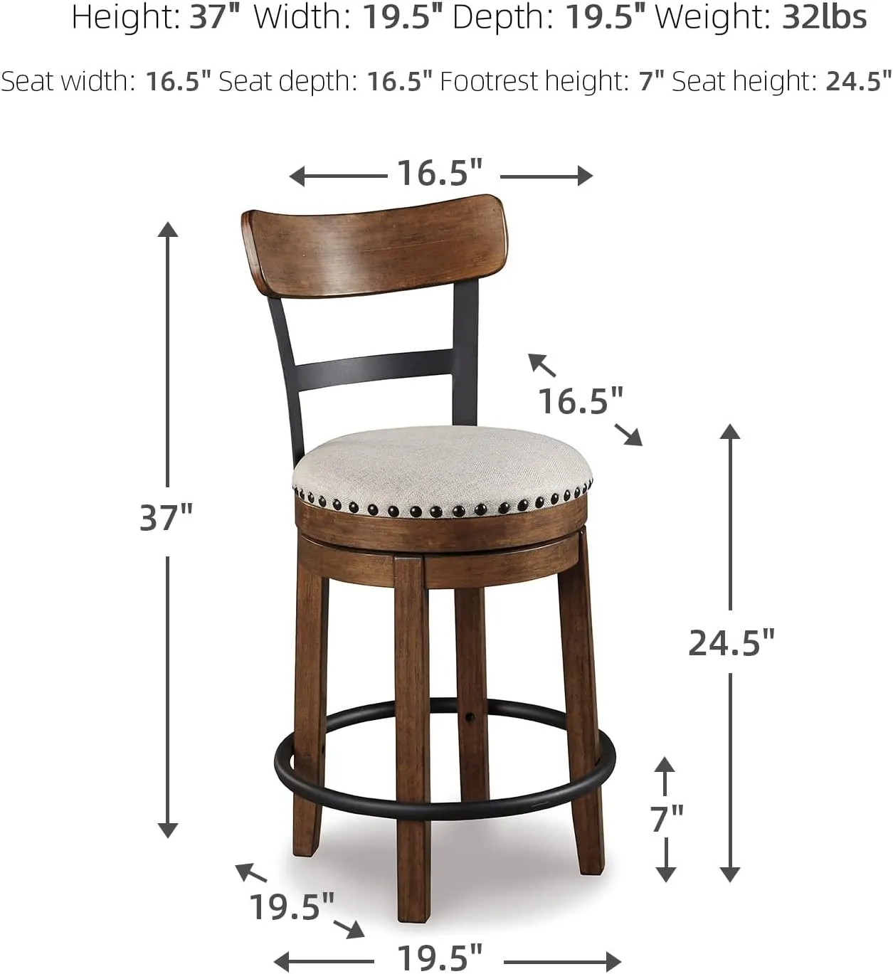 Signature Design by Ashley Valebeck 30" Farmhouse Pub Height Barstool, Brown
