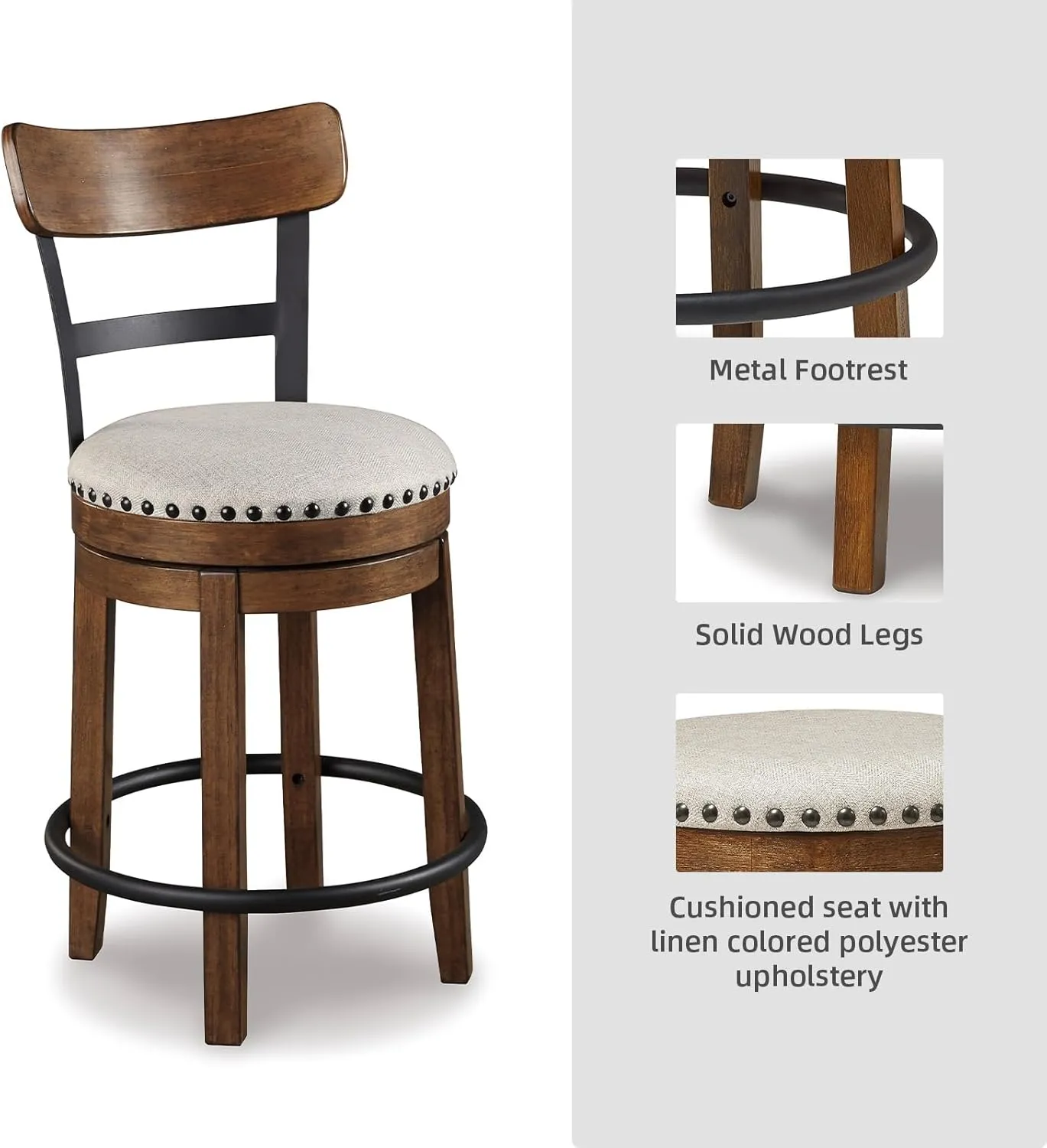 Signature Design by Ashley Valebeck 30" Farmhouse Pub Height Barstool, Brown