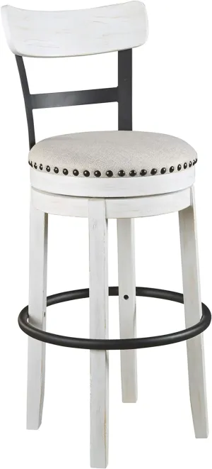 Signature Design by Ashley Valebeck 30" Modern Swivel Pub Height Barstool, Whitewash