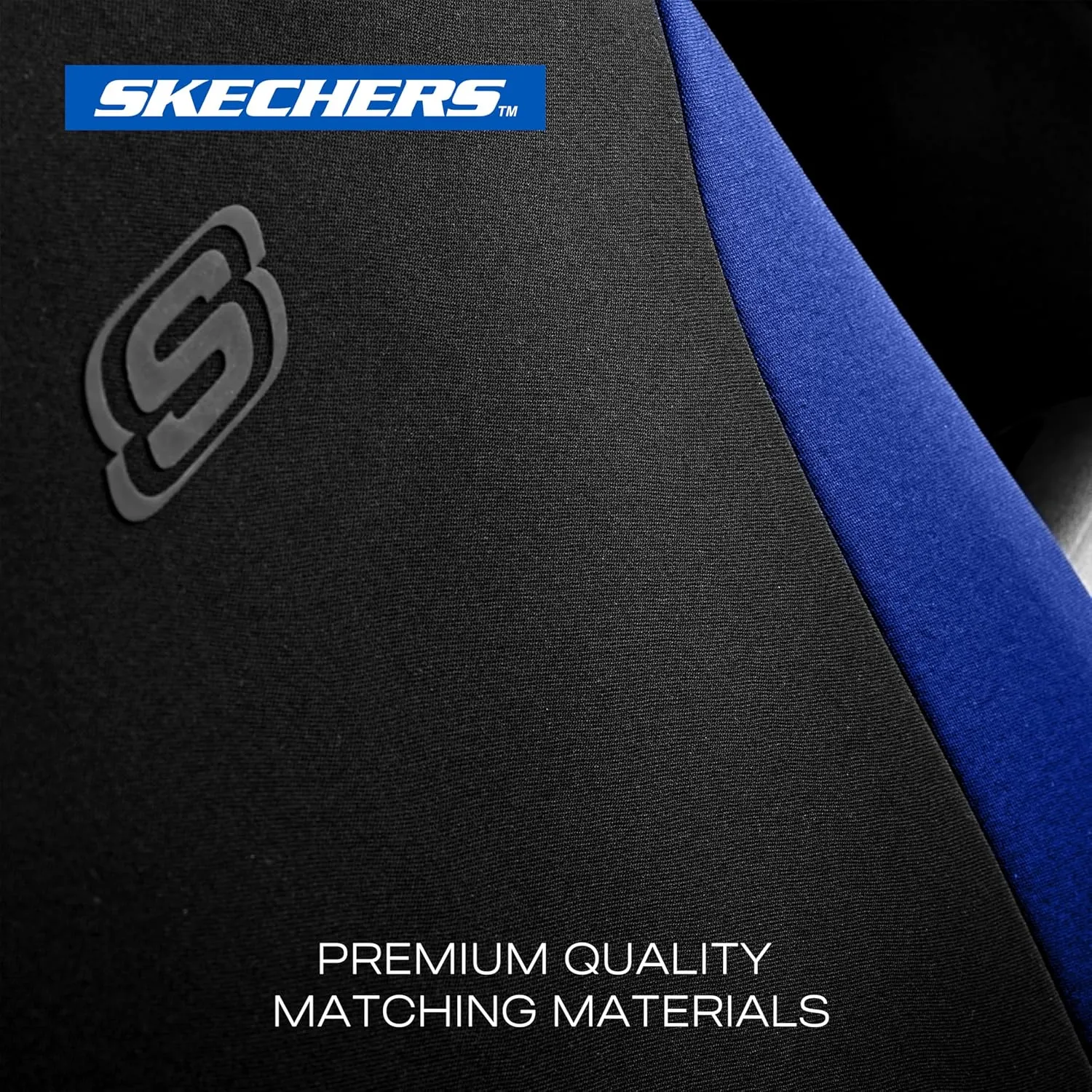 Skechers Car Seat Covers, Premium Breathable Polyester Seat Covers, Car Seat Covers Front Seats Airbag Compatible, Automotive Comfort & Protection for Most Cars, Vans, Trucks, SUVs (Two Front, Blue)