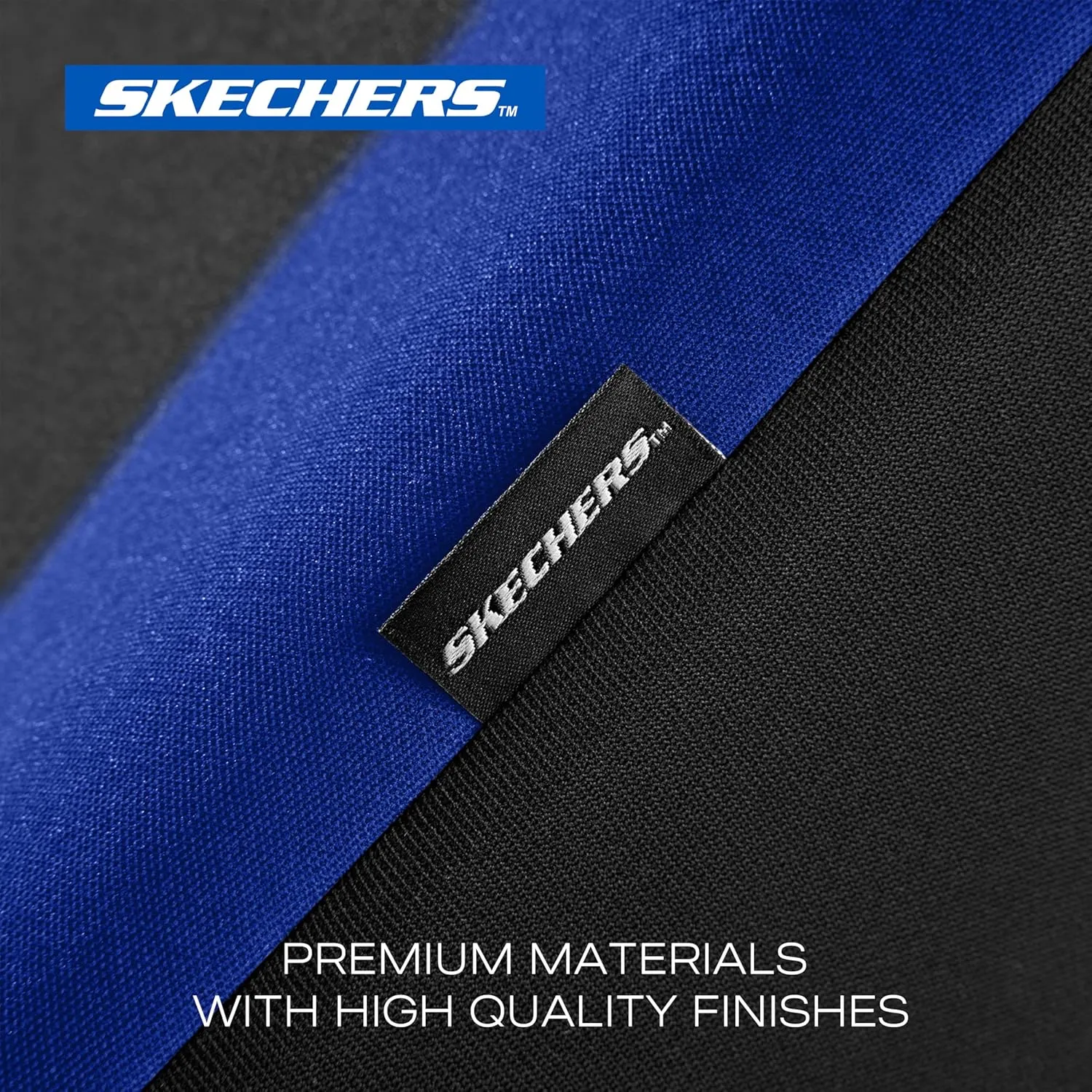 Skechers Car Seat Covers, Premium Breathable Polyester Seat Covers, Car Seat Covers Front Seats Airbag Compatible, Automotive Comfort & Protection for Most Cars, Vans, Trucks, SUVs (Two Front, Blue)
