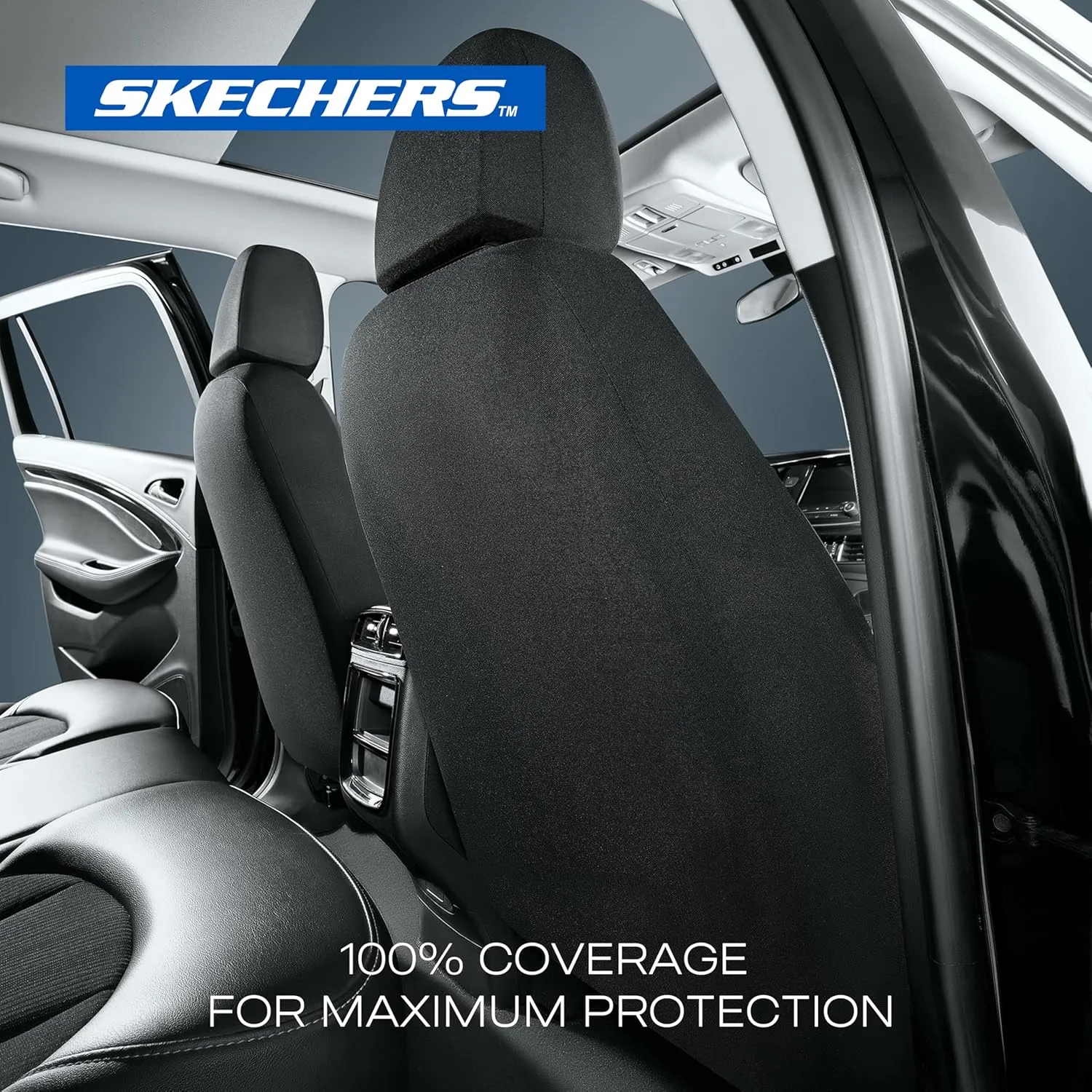Skechers Car Seat Covers, Premium Breathable Polyester Seat Covers, Car Seat Covers Full Set Airbag Compatible, Automotive Comfort & Protection for Most Cars, Vans, Trucks, SUVs (Full Set, Red)