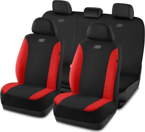 Skechers Car Seat Covers, Premium Breathable Polyester Seat Covers, Car Seat Covers Full Set Airbag Compatible, Automotive Comfort & Protection for Most Cars, Vans, Trucks, SUVs (Full Set, Red)
