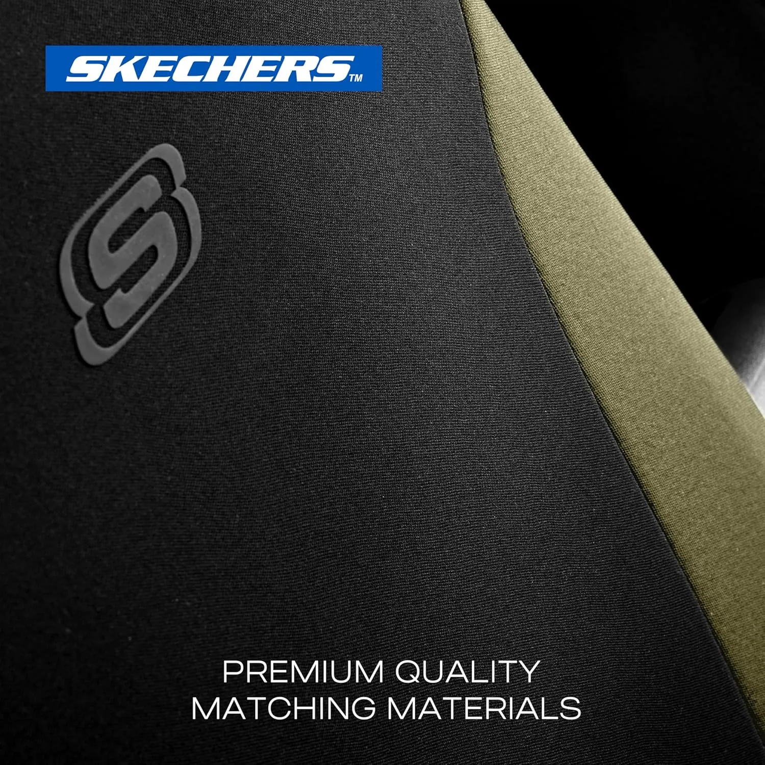 Skechers Car Seat Covers, Premium Breathable Polyester Seat Covers, Car Seat Covers Full Set Airbag Compatible, Automotive Comfort & Protection for Most Cars, Vans, Trucks, SUVs (Full Set,Beige)