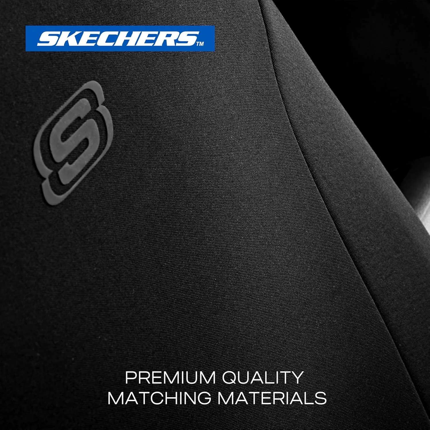 Skechers Car Seat Covers, Premium Breathable Polyester Seat Covers, Car Seat Covers Full Set Airbag Compatible, Automotive Comfort & Protection for Most Cars, Vans, Trucks, SUVs (Full Set,Black)