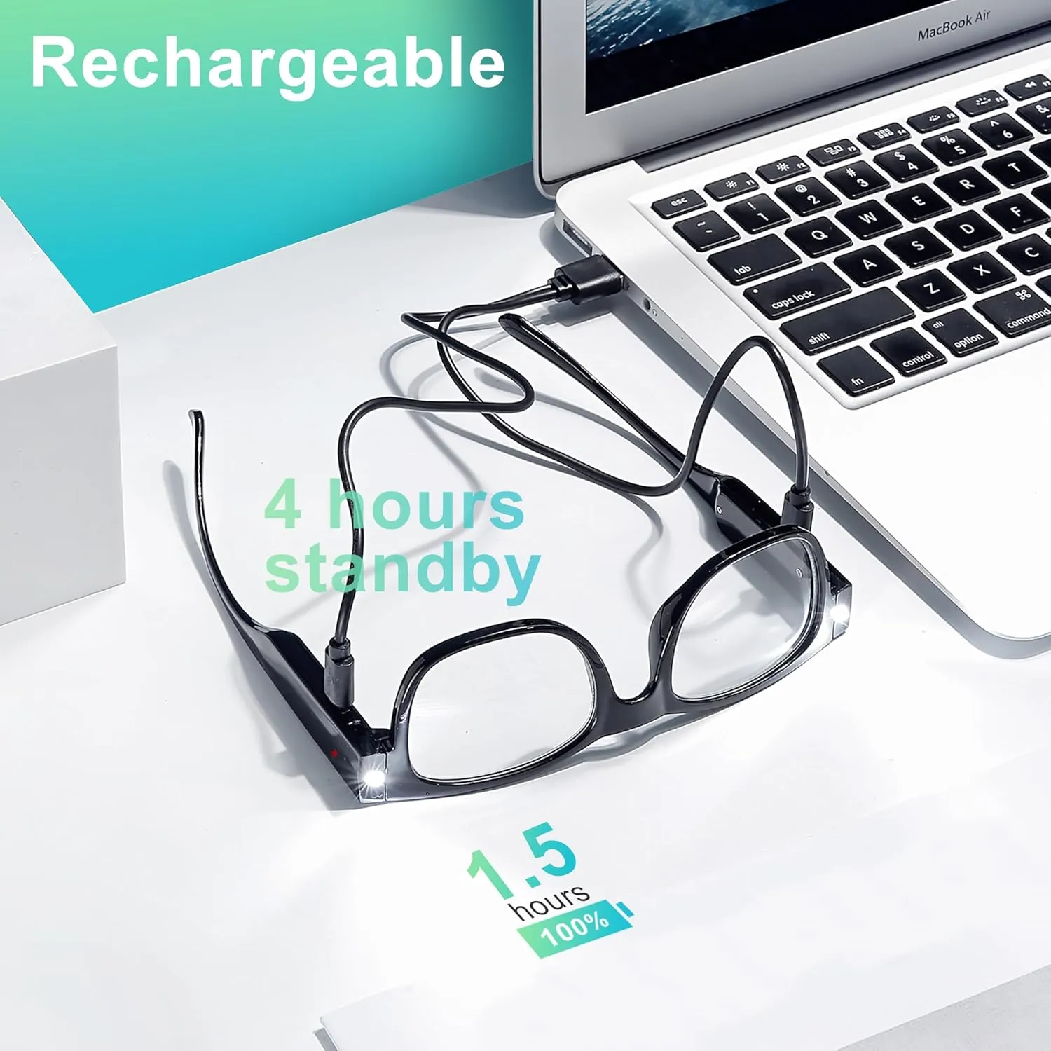 SKYWAY Reading Glasses Lighted Rechargeable Bright LED Readers with Lights Eyewear Clear Vision Unisex