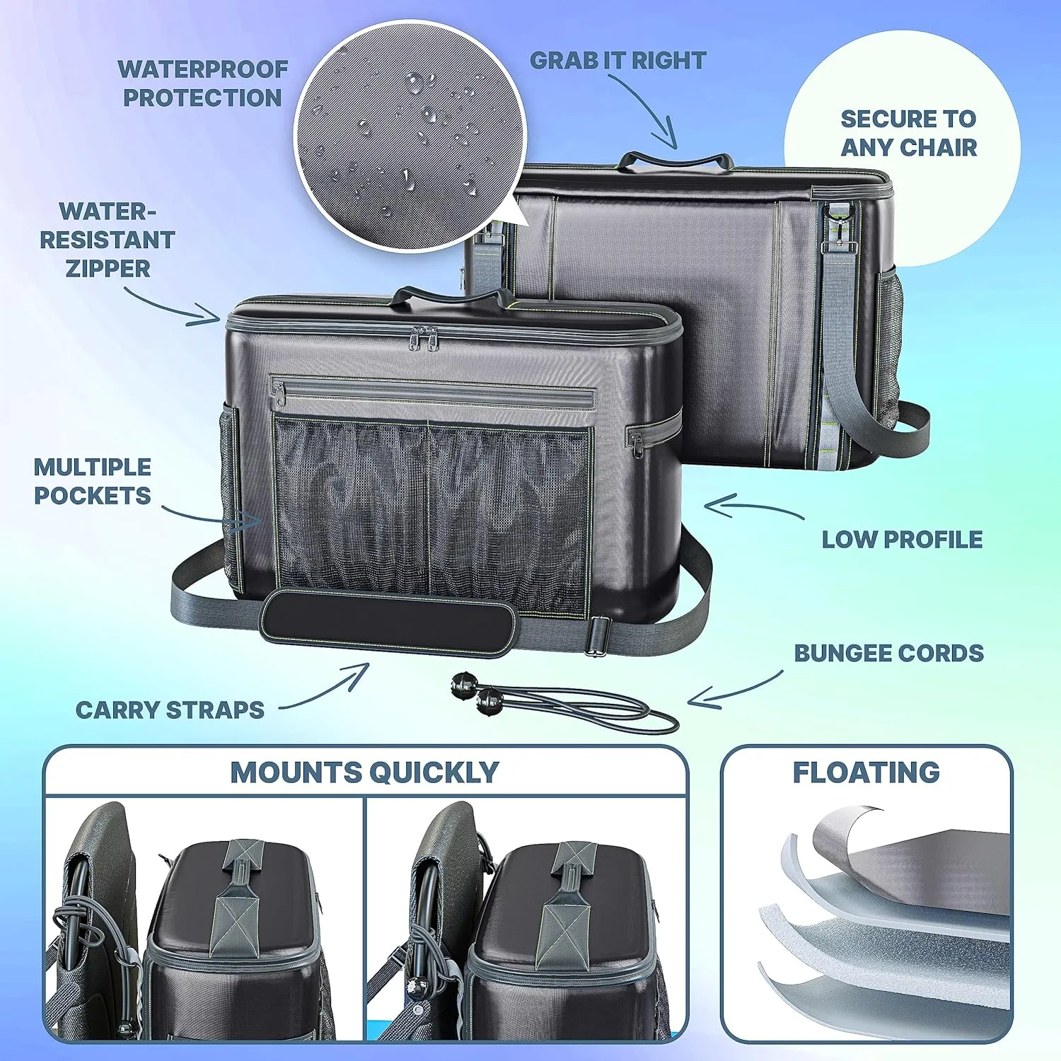 Skywin Kayak Cooler Behind Seat, Waterproof Cooler for Kayaking, Compatible with Lawn Chair Style Seats, Stores Drinks and Keeps Them Cool All Day