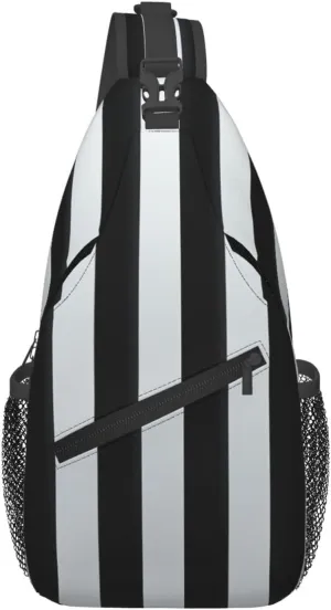 Sling Bags for Women Men Black and-White Stripes Sling Backpack Adjustable Belt Bum Bags Fanny Pack for Travel Sports Running Hiking Waist Packs