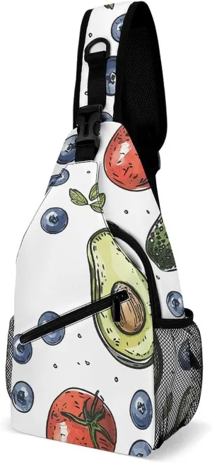 Sling Bags for Women Men Pot And Blueberries Sling Backpack Adjustable Belt Casual Chest Daypack Bum Bags Fanny Pack for Travel Sports Running Hiking Waist Packs
