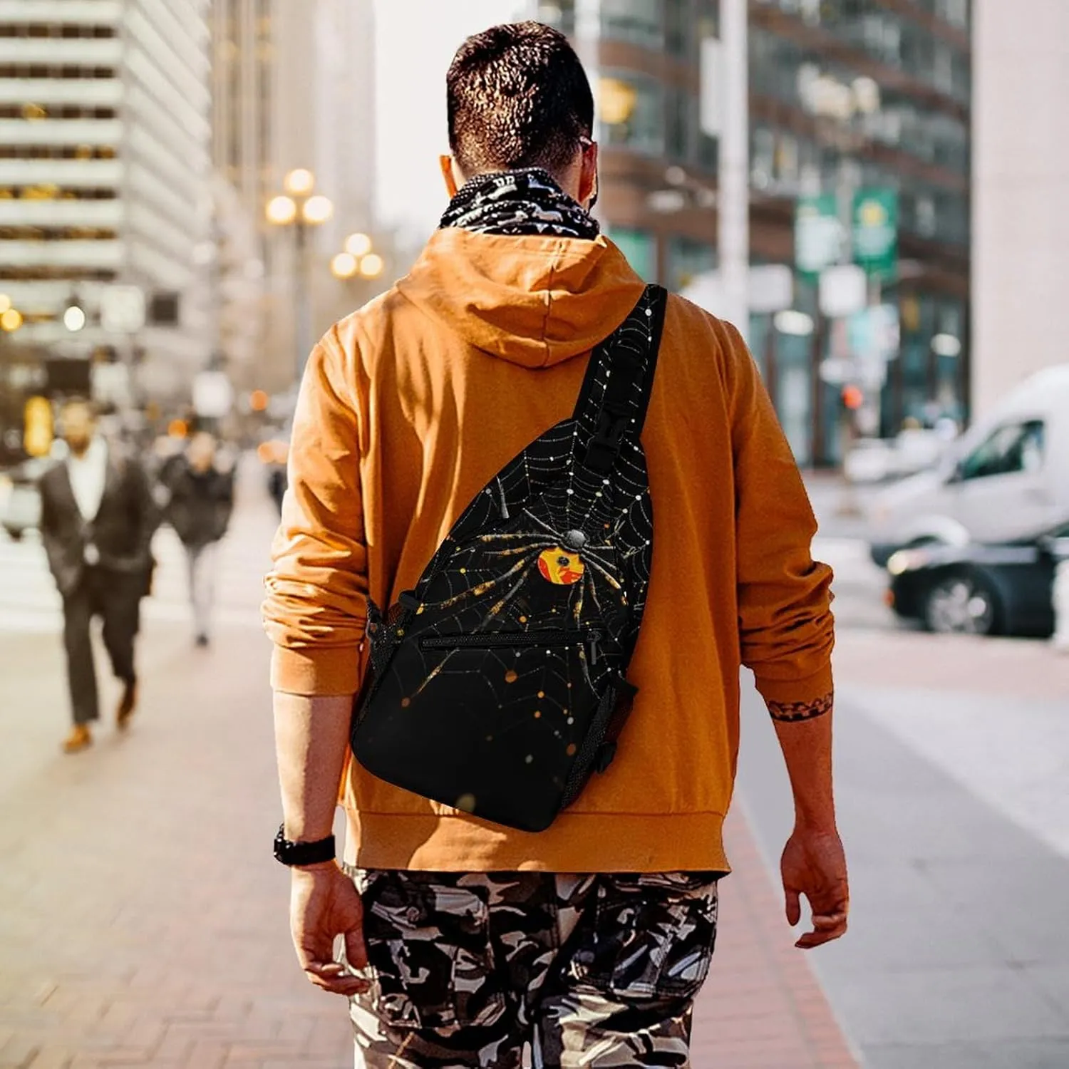 Sling Bags for Women Men Spider in Web Sling Backpack Adjustable Belt Casual Chest Daypack Bum Bags Fanny Pack for Travel Sports Running Hiking Waist Packs, 38x20cm, style-2-2
