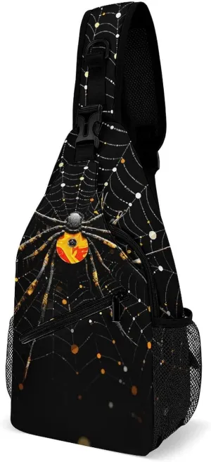 Sling Bags for Women Men Spider in Web Sling Backpack Adjustable Belt Casual Chest Daypack Bum Bags Fanny Pack for Travel Sports Running Hiking Waist Packs, 38x20cm, style-2-2
