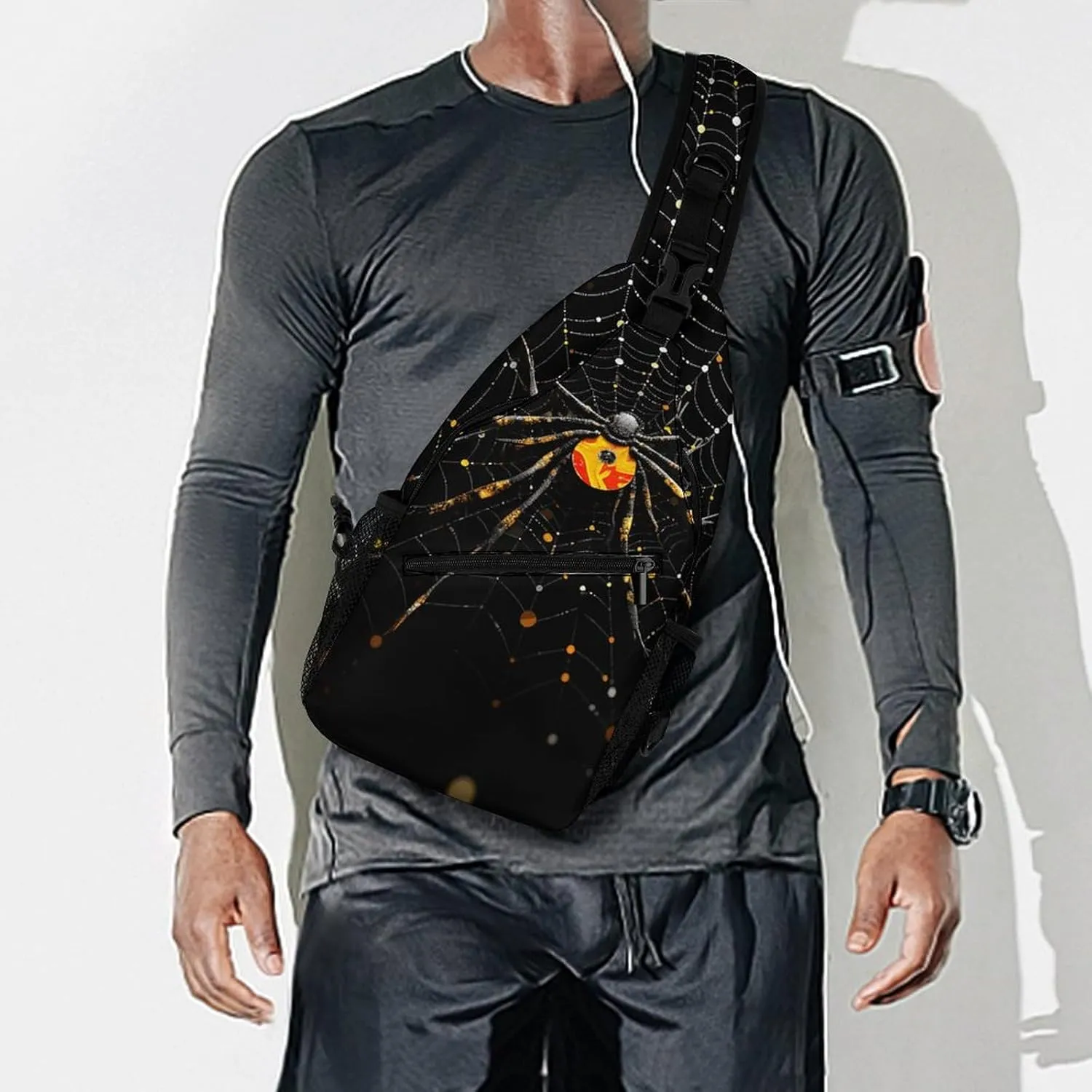 Sling Bags for Women Men Spider in Web Sling Backpack Adjustable Belt Casual Chest Daypack Bum Bags Fanny Pack for Travel Sports Running Hiking Waist Packs, 38x20cm, style-2-2