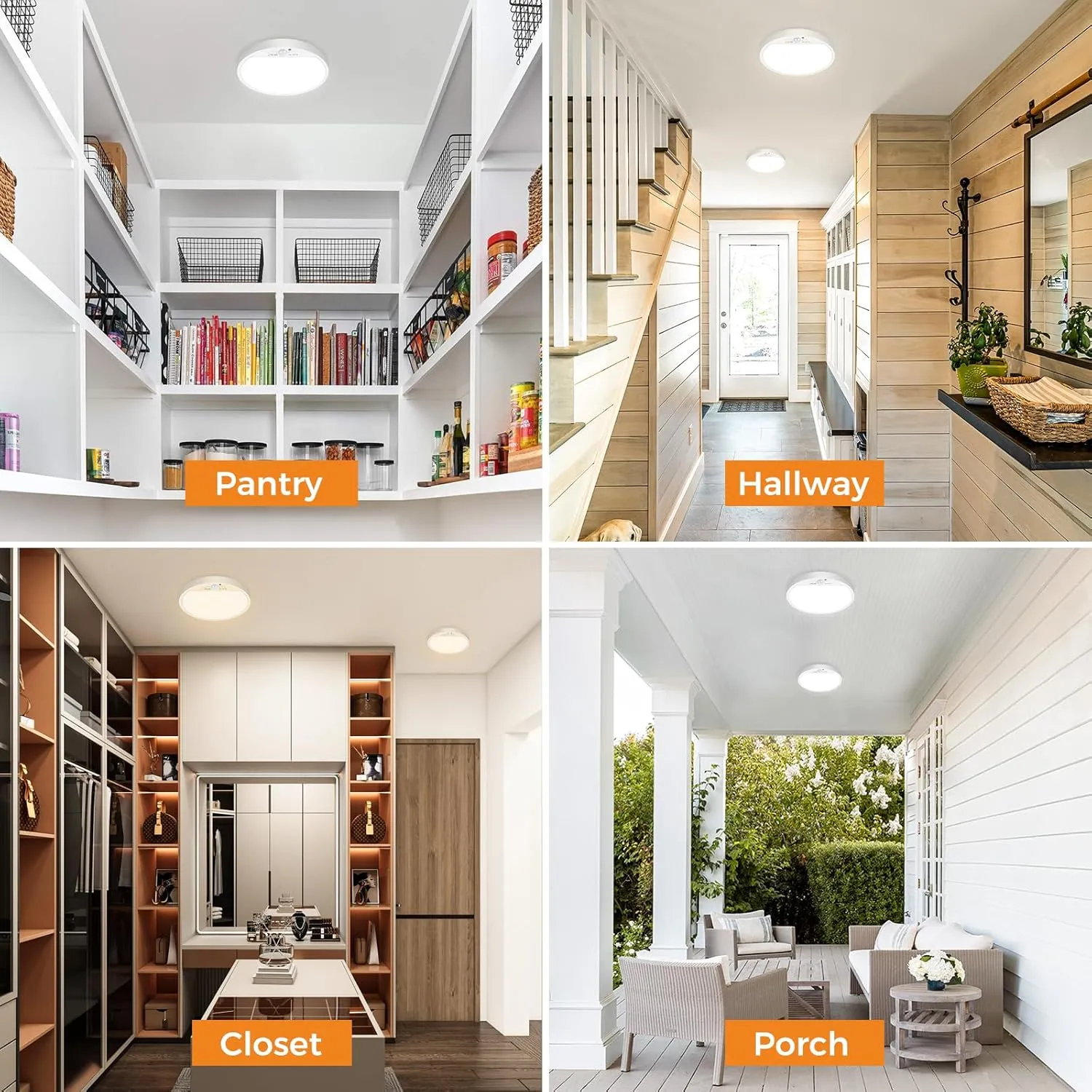 Slochi 2Pack Motion Sensor Ceiling Light Wired, 3000K/4000K/6500K Motion Sensor Light Indoor, 15W 1500LM 7 In Closet Lights Motion Sensored with Timer, Flush Mount Light for Hallway Wall Pantry, White