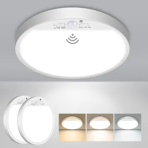 Slochi 2Pack Motion Sensor Ceiling Light Wired, 3000K/4000K/6500K Motion Sensor Light Indoor, 15W 1500LM 7 In Closet Lights Motion Sensored with Timer, Flush Mount Light for Hallway Wall Pantry, White
