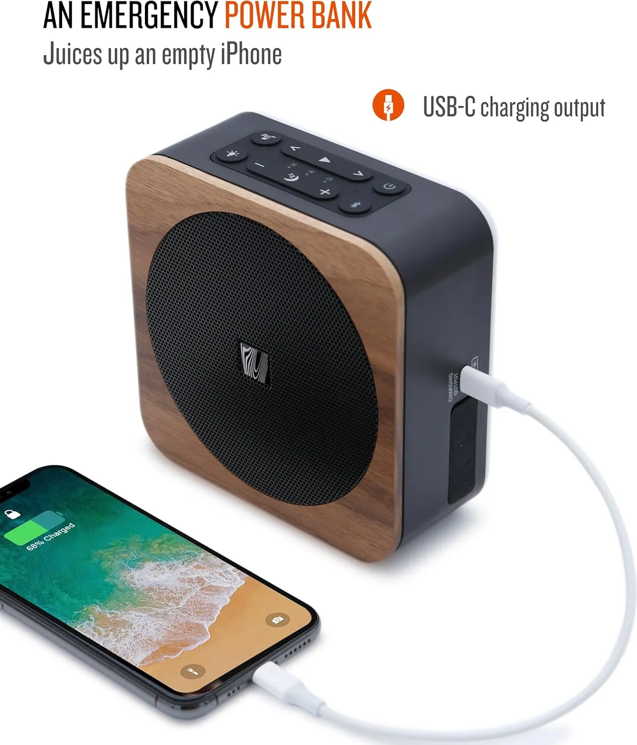 Sound Spot II SFQ-18: Portable Bluetooth Speaker with Powerful Bass, Nature Sounds, Ambient Light, and Speakerphone (Black)