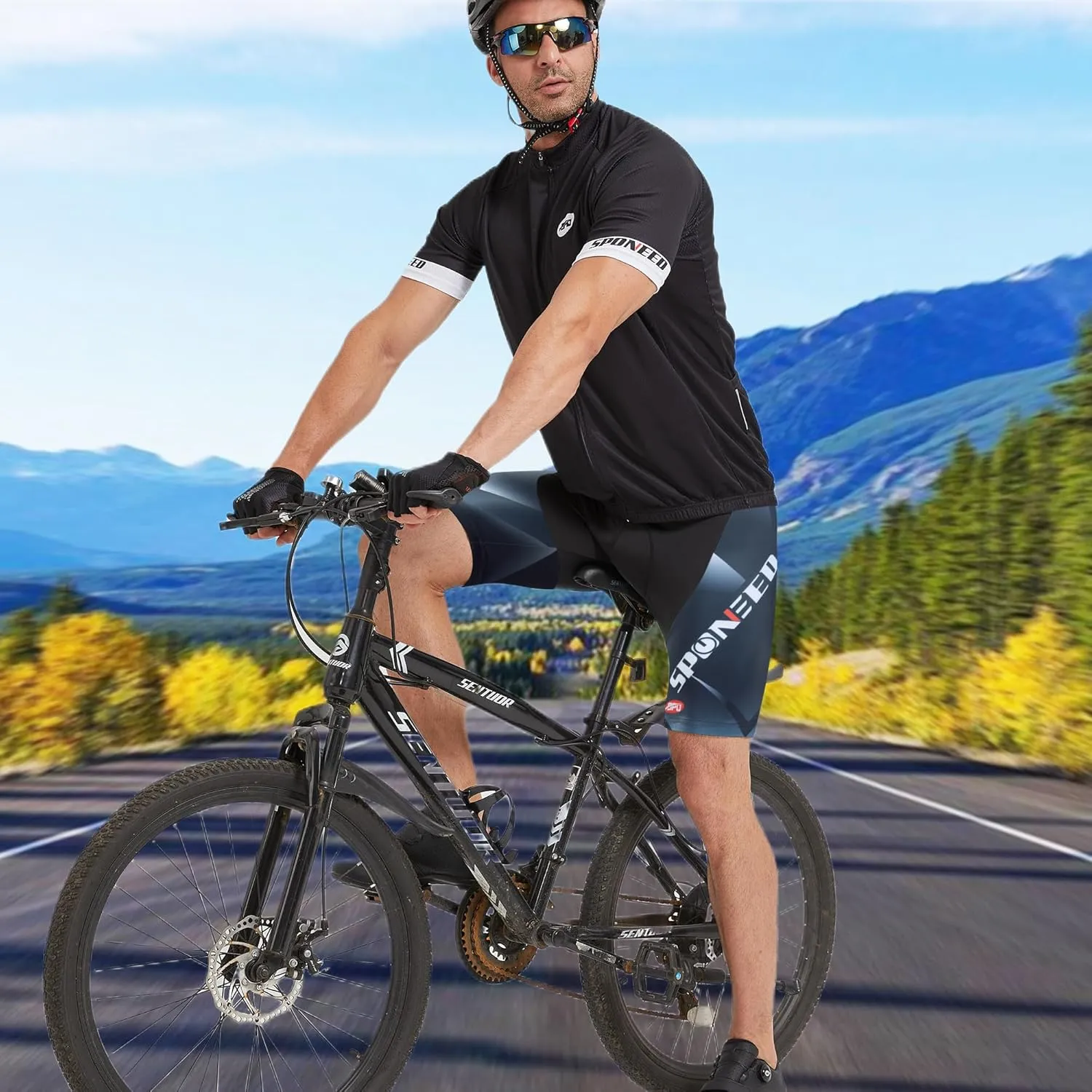 sponeed Men Bike Shorts Cushioned Biking Wear Gear Road Cycling Bottoms