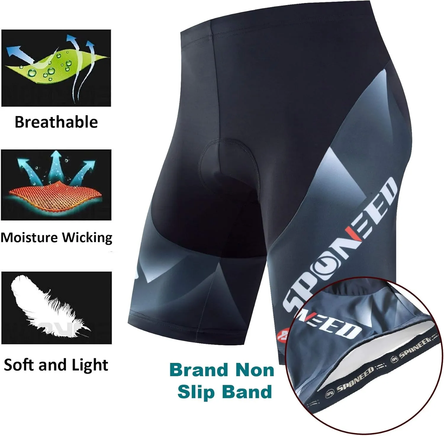 sponeed Men Bike Shorts Cushioned Biking Wear Gear Road Cycling Bottoms