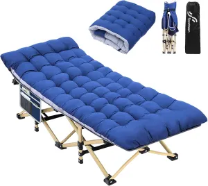 Sportneer Camping Cot: 1200D Double Layer Oxford Camping Cots for Adults - Heavy-Duty Foldable Cots for Camping Travel Tent Day Outdoor & Home Guest, Camping Cots with Mattress Carry Bag & 2 Pockets
