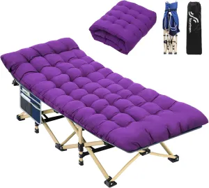 Sportneer Camping Cot, Camping Cots for Adults with Mattress Max Load 450 LBS Heavy Duty Portable Sleeping Folding Bed with Padded for Camping Tent Office Outdoor Travel Sleep Over (1, Blue Purple)