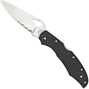 Spyderco Byrd Cara Cara 2 Lightweight Knife with 3.75" Stainless Steel Blade and Black Non-Slip FRN Handle - CombinationEdge - BY03PSBK2