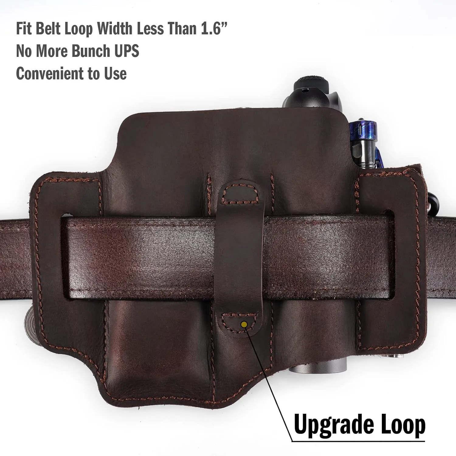 ST1 Leather Multitool Sheath - EDC Belt Organizer for Leatherman Tools, Flashlight, Pen, and Keychain Clip, Durable and Stylish, Great for Work and Daily Use, Ideal Gift for Men
