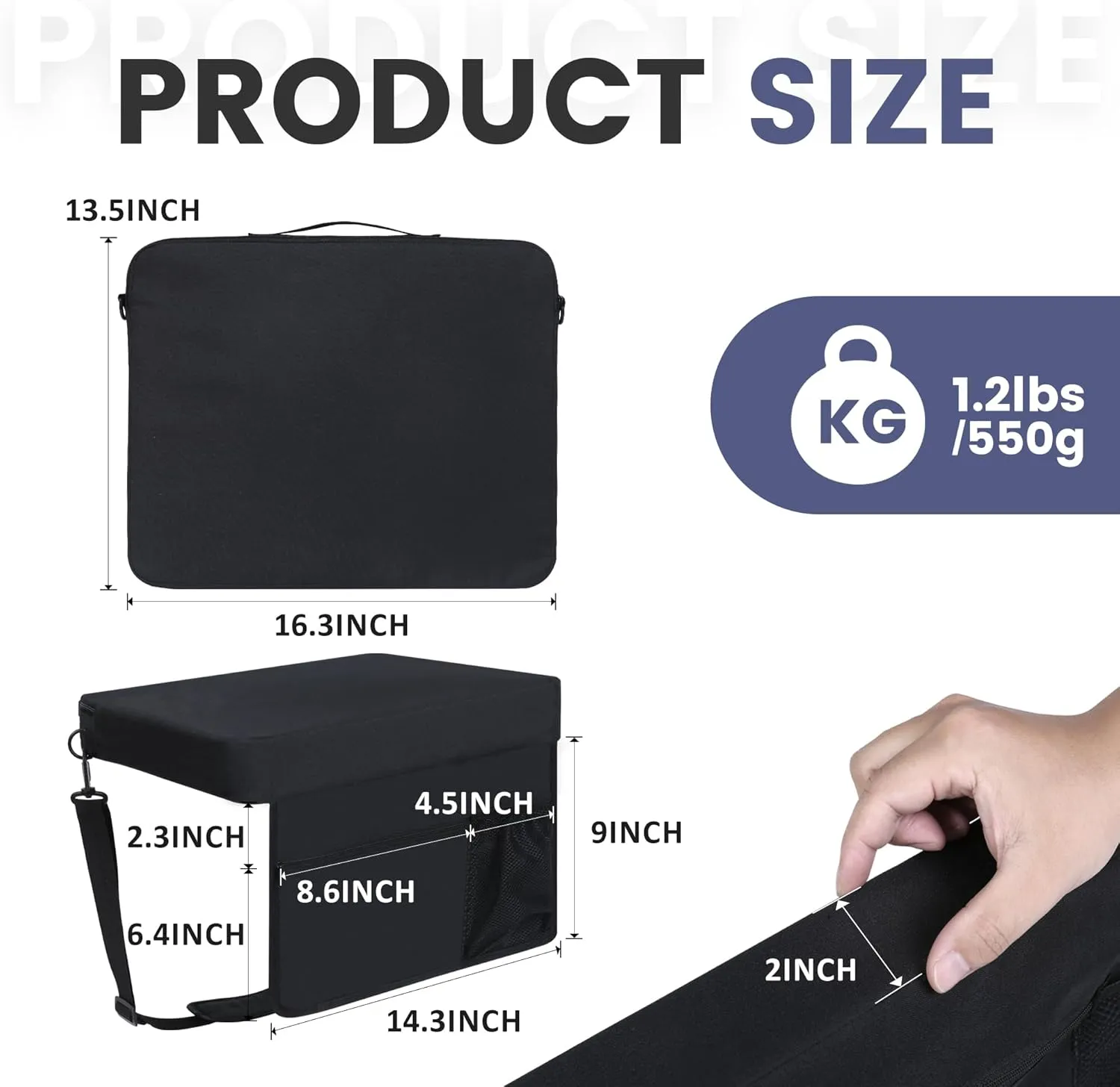 Stadium Bleacher Seat with Foam-Backed Support ，Extra-Wide Bleacher Chair with High-Density Padded Cushion，Portable Folding Stadium Chair (Black, Big Cloth Cushion)