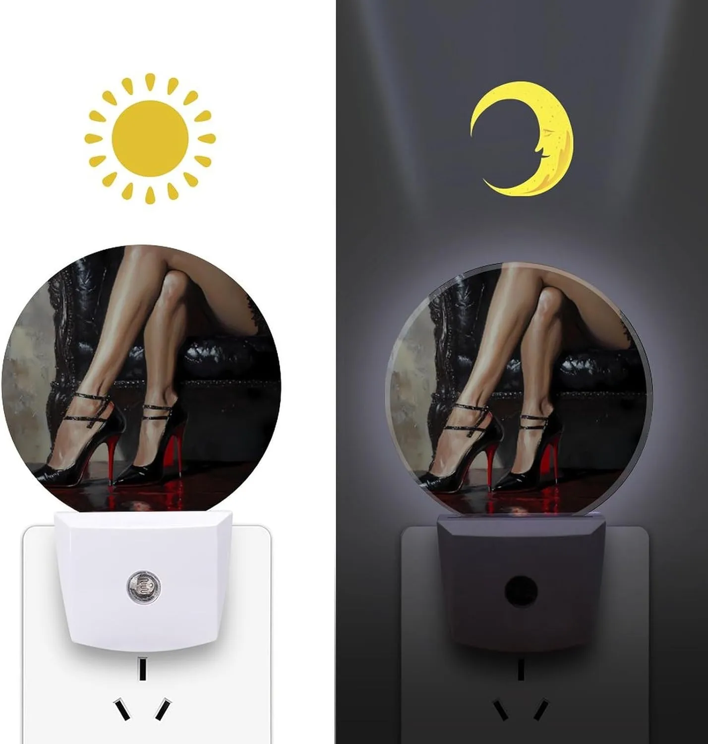 Stilettos Sexy High Heels Plug Into Wall Night Light Sensor LED Lamp Cute Nightlight Decor for Bedroom Living Room Bathroom