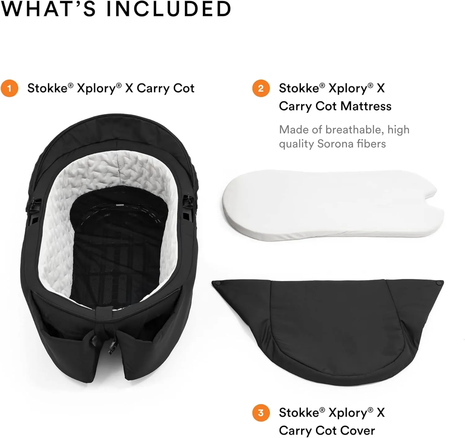 Stokke Xplory X Carry Cot, Ruby Red - Detachable Cot for Xplory X Stroller - Soft Interior Lining & Breathable Mattress - with Removable Wind Cover & Two Easy-Access Pockets