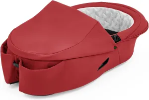 Stokke Xplory X Carry Cot, Ruby Red - Detachable Cot for Xplory X Stroller - Soft Interior Lining & Breathable Mattress - with Removable Wind Cover & Two Easy-Access Pockets