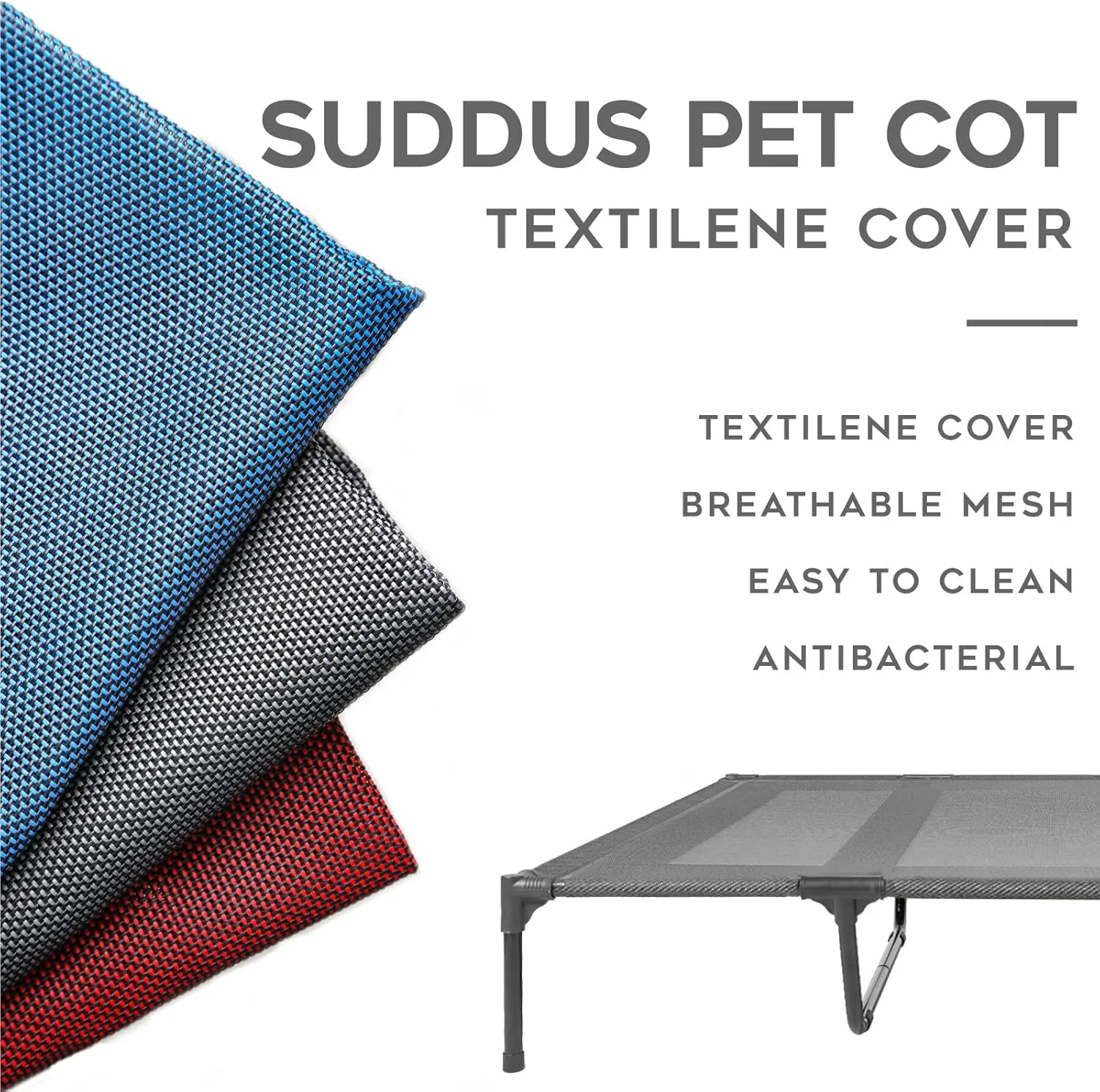suddus Elevated Dog Bed Replacement Cover, Raised Dog Bed Chew Proof Easy to Clean, Breathable Elevated Pet Bed is Suitable for Indoor and Outdoor Use. Dog Cot are Not Included (XL/Grey)