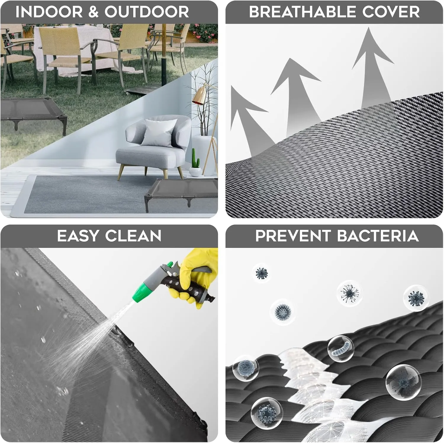 suddus Elevated Dog Bed Replacement Cover, Raised Dog Bed Chew Proof Easy to Clean, Breathable Elevated Pet Bed is Suitable for Indoor and Outdoor Use. Dog Cot are Not Included (XL/Grey)