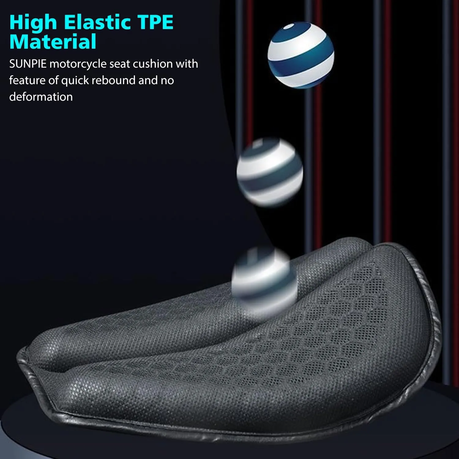 SUNPIE Motorcycle Seat Cushion Gel Pad Foldable Soft Seats with Pressure Relief Pads for Motorcycles Breathable and Shock Absorption Lightweight Large Seat Pad for Long Rides(Large)