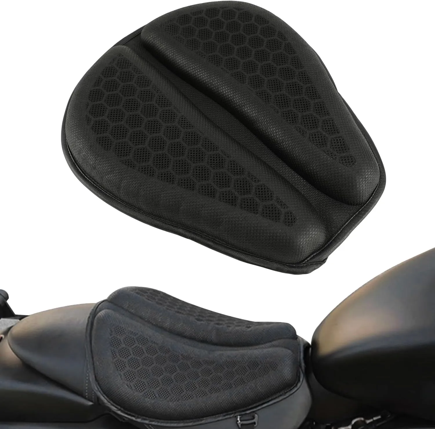 SUNPIE Motorcycle Seat Cushion Gel Pad Foldable Soft Seats with Pressure Relief Pads for Motorcycles Breathable and Shock Absorption Lightweight Large Seat Pad for Long Rides(Large)