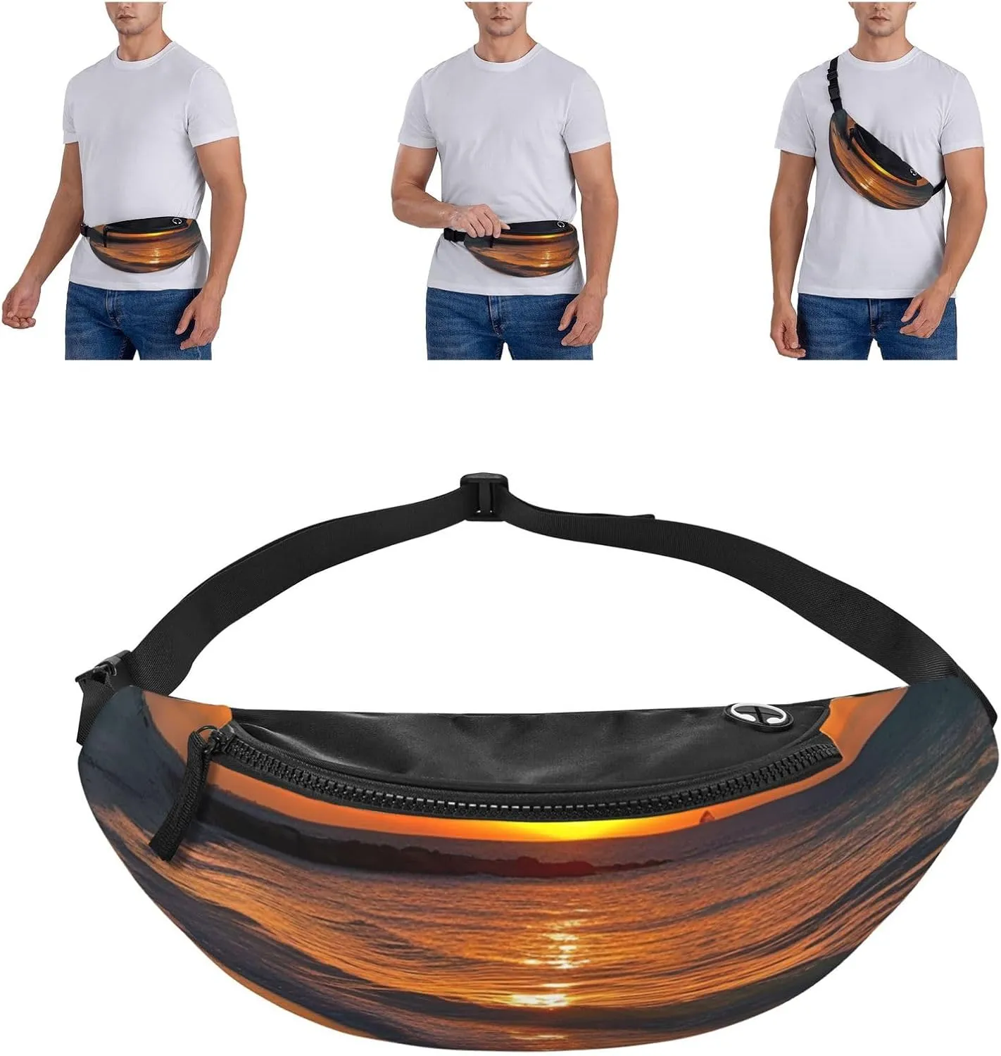 Sunset Ocean Fanny Pack for Man Women Waist Bag Adjustable Belt Casual Chest Bag Bum Bags for Travel Sports Running Hiking Waist Packs