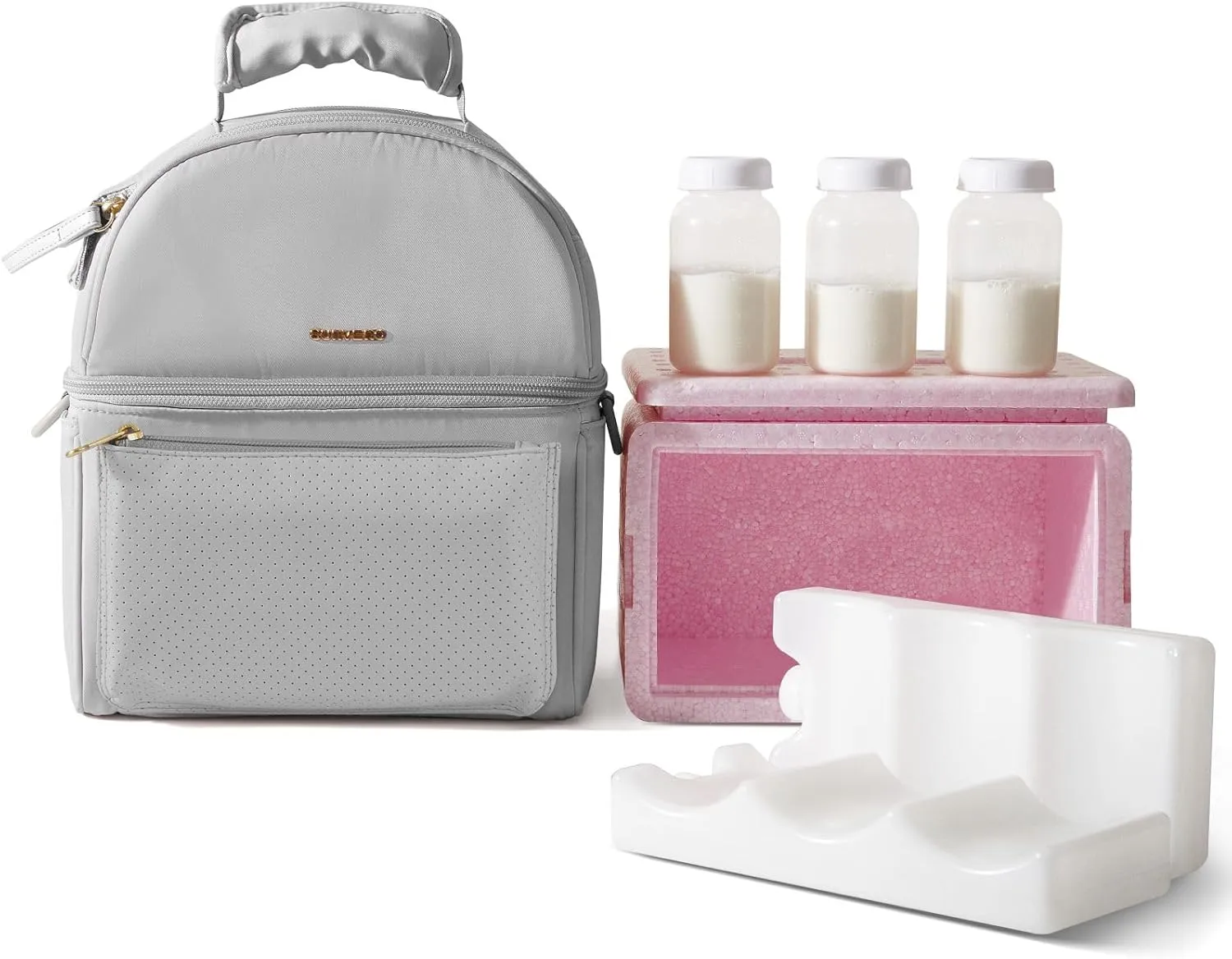 SUNVENO Breastmilk Cooler Bag with Detachable Insulation Box Double Decker Lunch Bag
