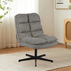 Swivel Accent Chair, Modern Upholstered Lounge Chair with 360 Degree Swiveling, Comfy Armless Criss Cross Chairs with High Back, Single Sofa Chairs for Living Room Bedroom, Grey