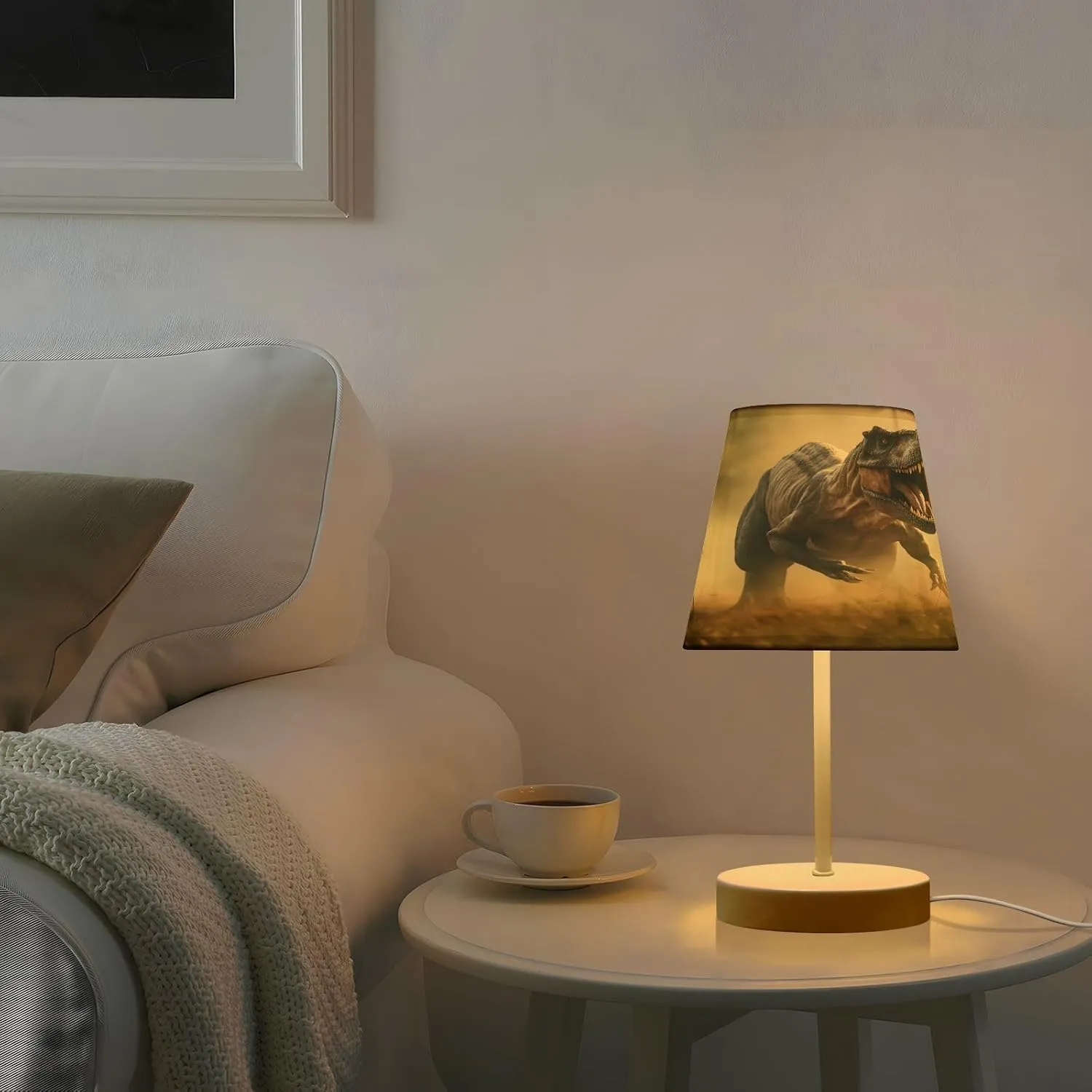 Table Lamp for Bedroom 3 Lighting Modes Night Light Dinosaur Running Grasslands Desk Lamp for Reading Study Living Room Bedroom Small