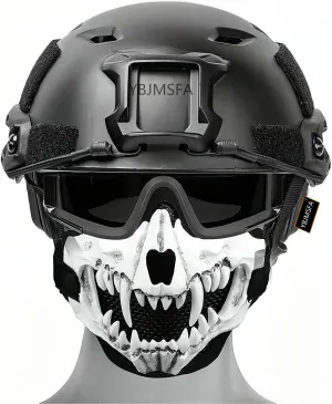 Tactical Airsoft Fast Helmet PJ Type and Foldable Skull Half Mask/3 ColorsGoggles， for Paintball Military Outdoor CS Game Shooting