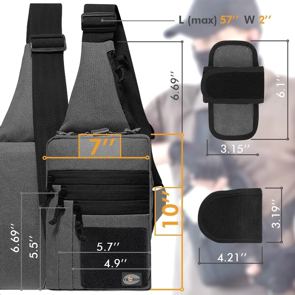 TECEUM Tactical Compact Sling Bag – CCW for Everyday – 10  Styles – Shoulder Crossbody Bag for Concealed Carry of Handgun