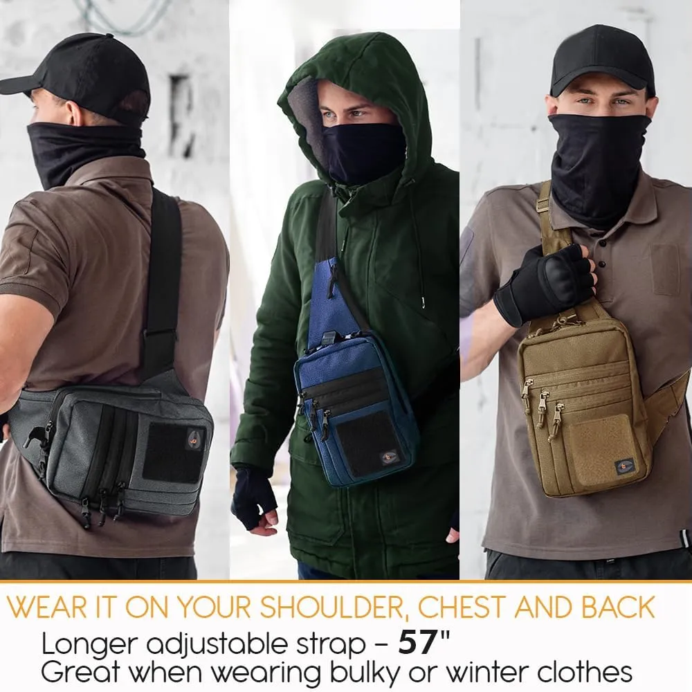 TECEUM Tactical Compact Sling Bag – CCW for Everyday – 10  Styles – Shoulder Crossbody Bag for Concealed Carry of Handgun